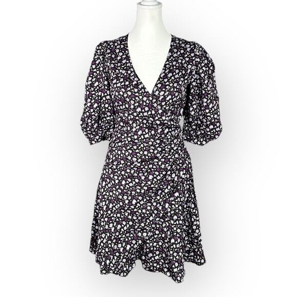 Chinti & Parker Gabriel Floral Mini Dress Women's 2 Black Purple Floral RTR - Picture 3 of 14